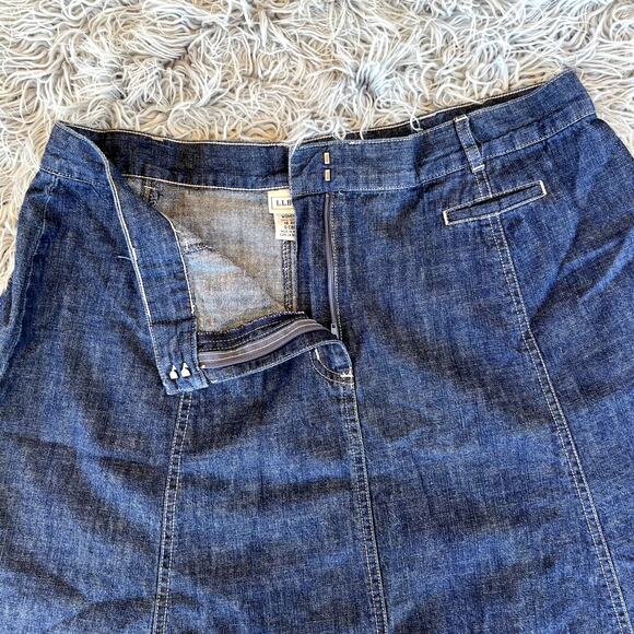 L.L. Bean Denim Jean Skirt Dark Wash Lightweight Knee Length Womens 18 Plus - Picture 3 of 5